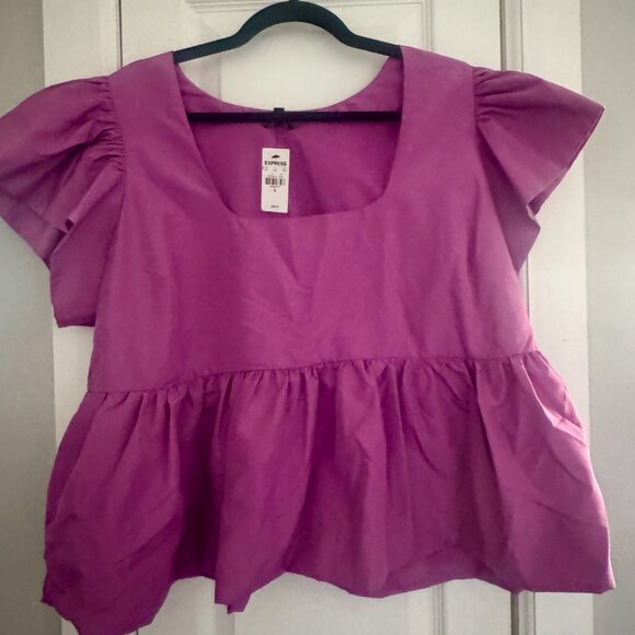Express Light Pink Peplum Puff Sleeve Top – Size XL - Picture 3 of 4